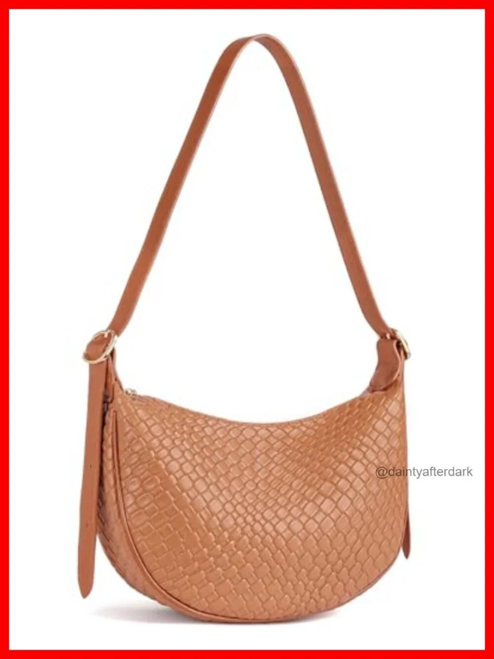 Crescent Crossbody Bag Vegan Leather Hobo Handbag Adjustable Strap